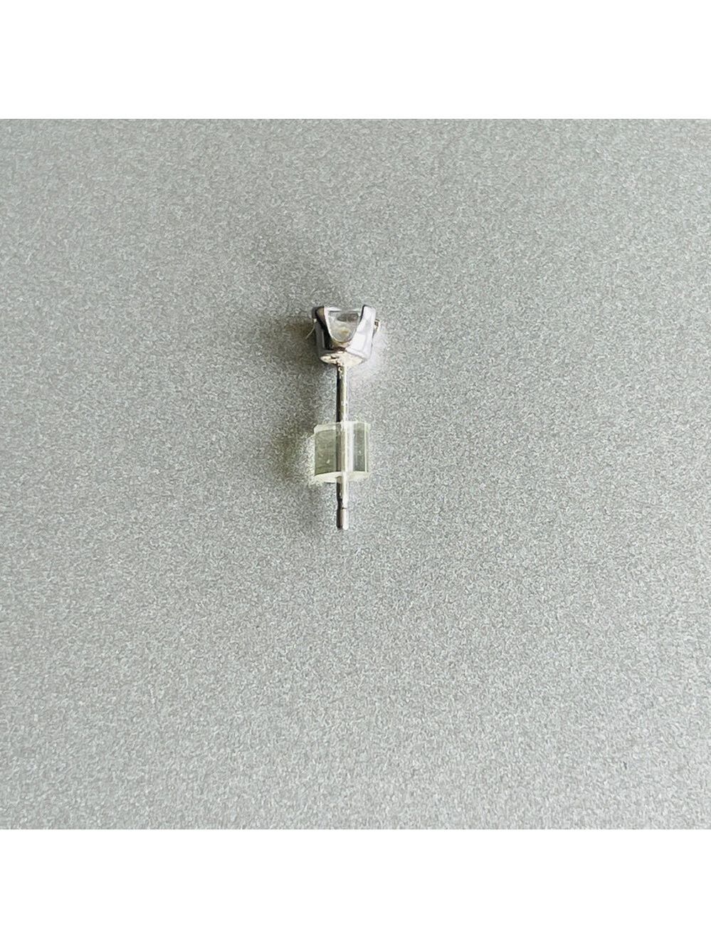 10k White Gold Square Princess Cut Cubic Zirconia 3mm Single Stud Earrin… - Picture 5 of 7